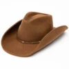 Cody James Men's Fawn Pinch Front Leather Stud Band Wool Hat 