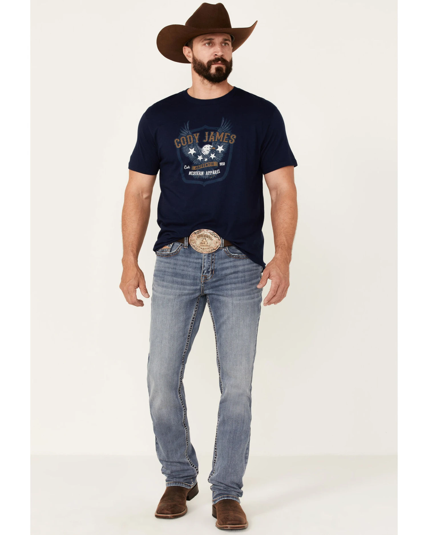 Cody James Men's Heather Navy Eagle Western Graphic Short Sleeve T-Shirt Cody James Men's Heather Navy Eagle Western Graphic Short Sleeve T-Shirt -Cody James Sales 2000343149 410 P2