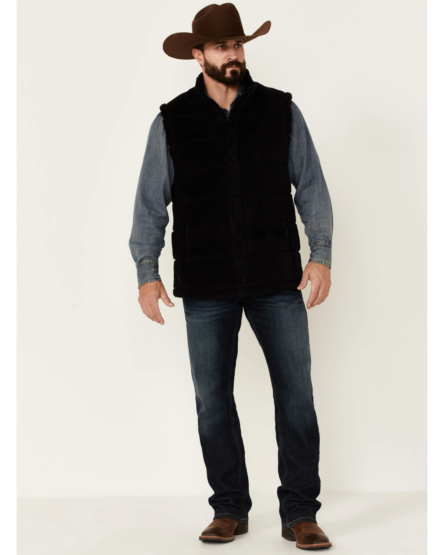 Cody James Men's Black Mesa Quilted Snap-Front Sherpa Vest Cody James Men's Black Mesa Quilted Snap-Front Sherpa Vest -Cody James Sales 2000343385 001 P2