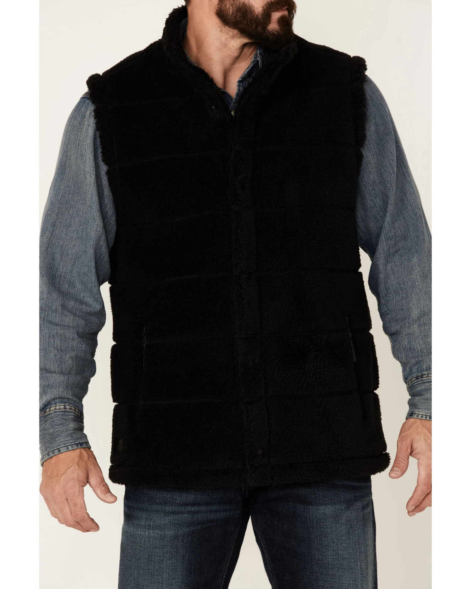 Cody James Men's Black Mesa Quilted Snap-Front Sherpa Vest Cody James Men's Black Mesa Quilted Snap-Front Sherpa Vest -Cody James Sales 2000343385 001 P3