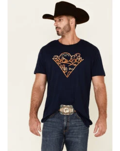 Cody James Men's Navy Poncho Desert Graphic Short Sleeve T-Shirt