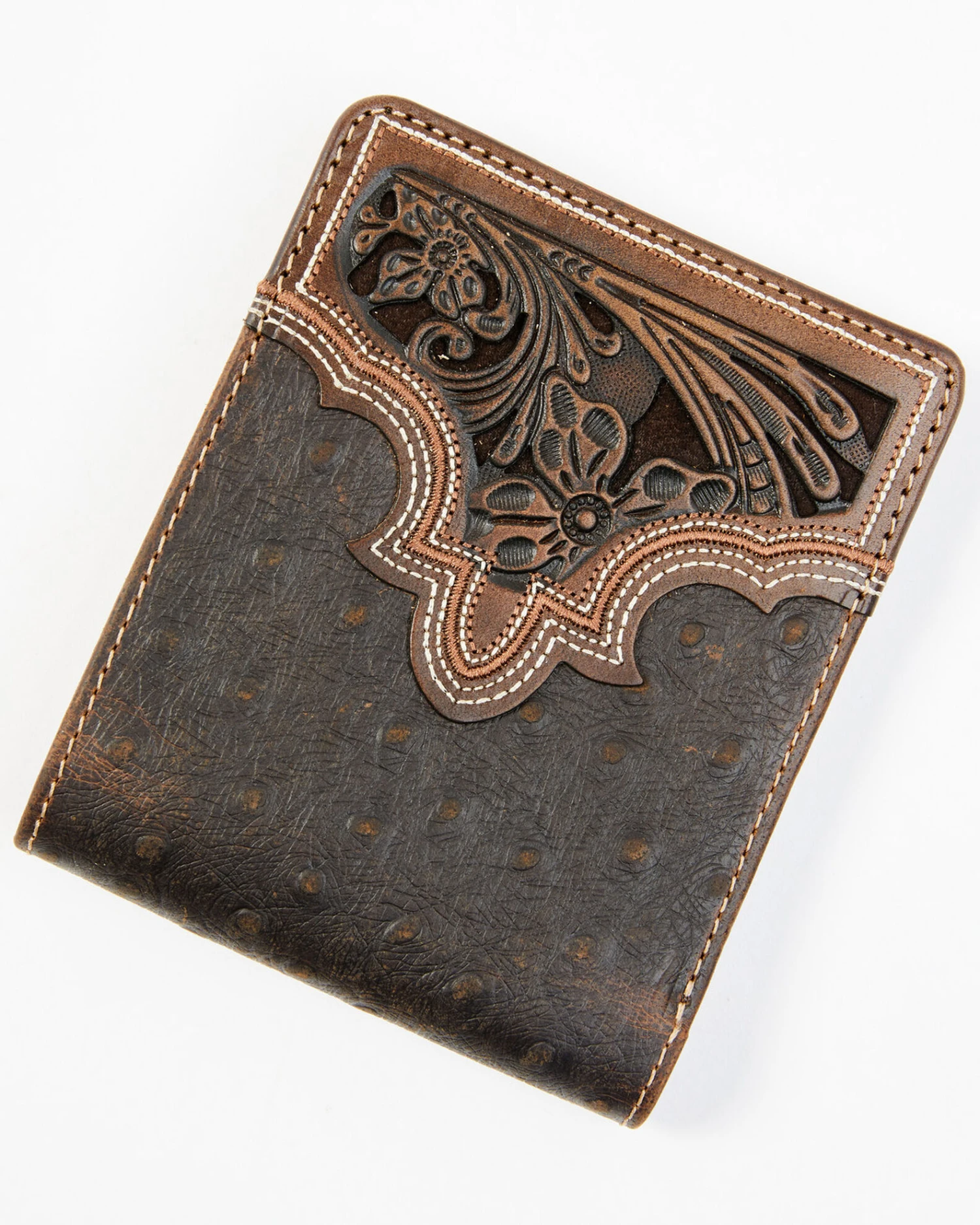 Cody James Men's Brown Ostrich Bifold Tooled Wallet Cody James Men's Brown Ostrich Bifold Tooled Wallet -Cody James Sales 2000351827 200 P1
