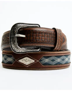 Cody James Men's Embroidered Diamond Concho Basketweave Western Belt