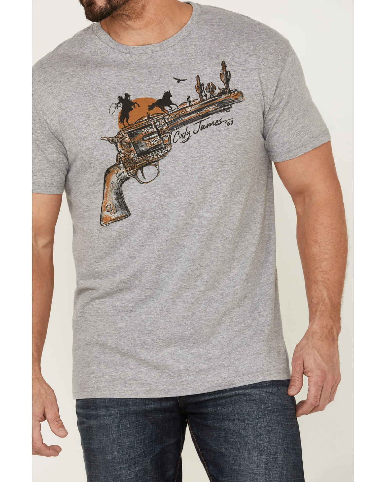 Cody James Men's Gun Scene Graphic Charcoal T-Shirt Cody James Men's Gun Scene Graphic Charcoal T-Shirt -Cody James Sales 2000359053 020 P3