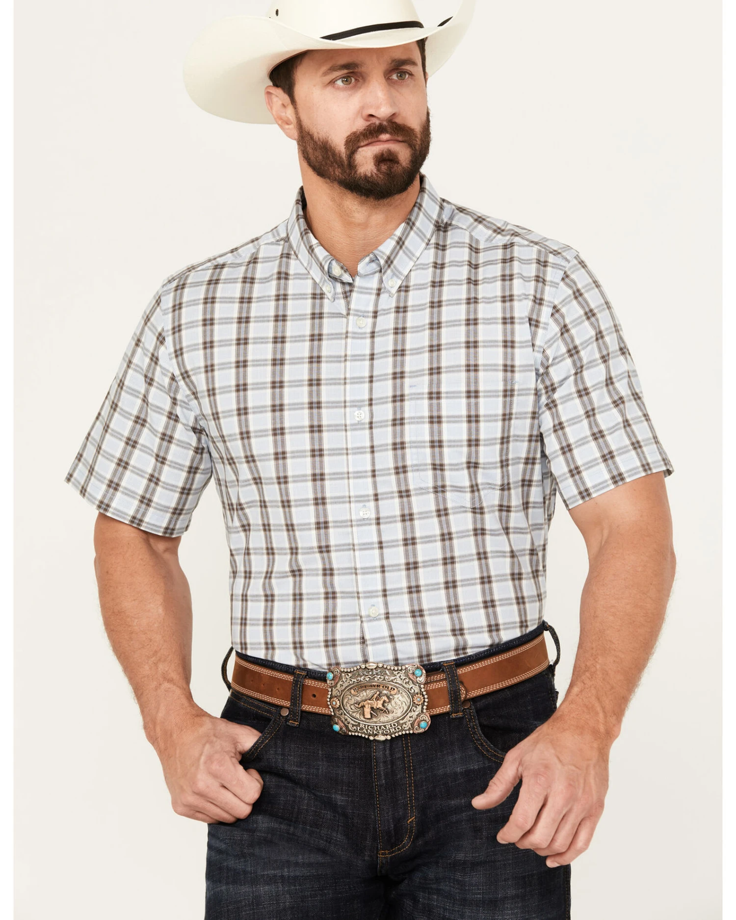 Cody James Men's Bryce Plaid Print Short Sleeve Button-Down Stretch Western Shirt - Big Cody James Men's Bryce Plaid Print Short Sleeve Button-Down Stretch Western Shirt - Big -Cody James Sales 2000385999 450 P1